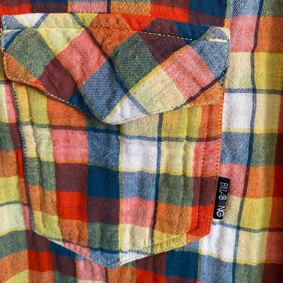 Billabong Men's Reversible Rainbow Plaid Flannel Snap Up Shirt - Picture 14 of 16